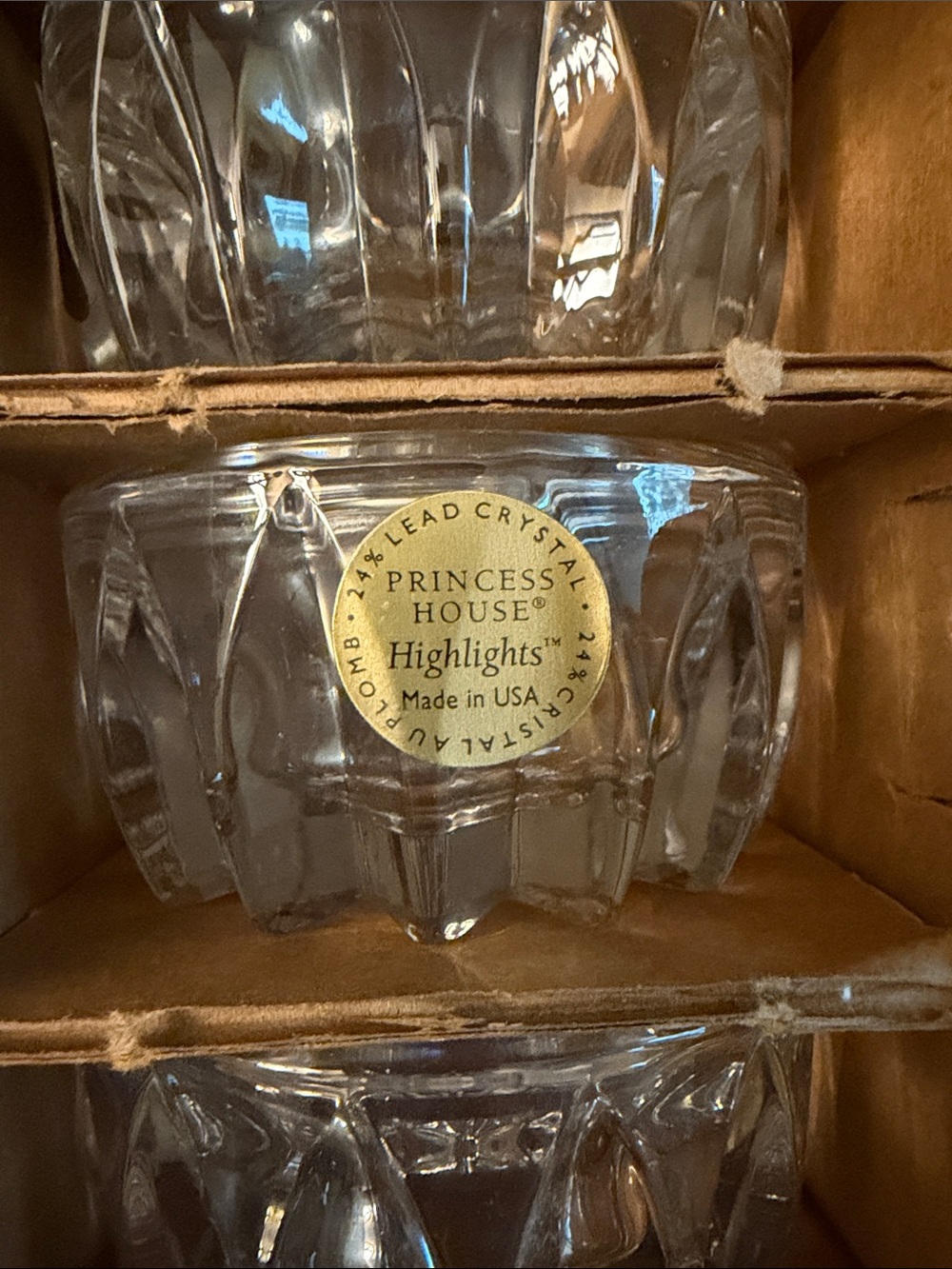 • PRINCESS HOUSE• Lead Crystal Tealight Candle Holders (3 of them)
